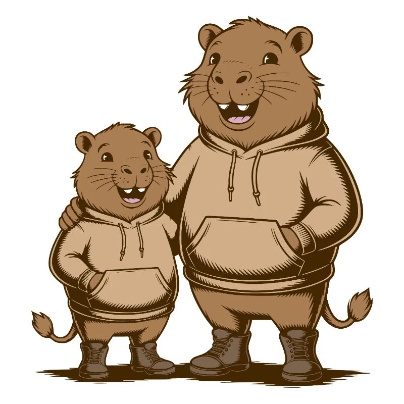 Capybara Couple Capybara - Deux Capybaras Cool