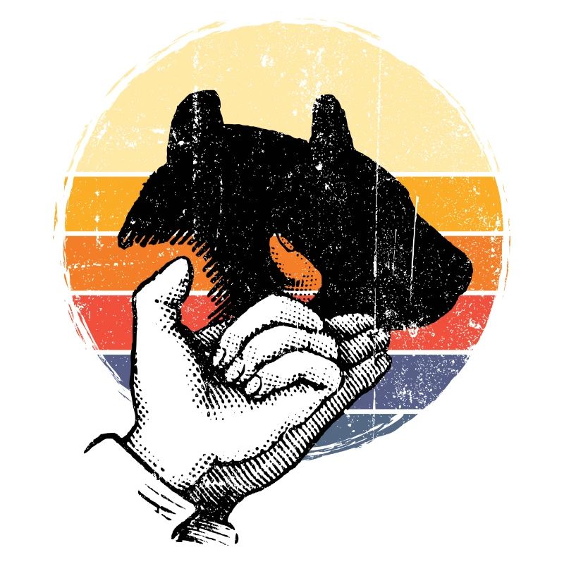 Silhouette de chien Coucher de soleil rétro