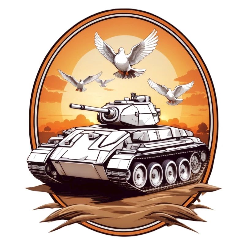 Panzer mit Friedenstauben