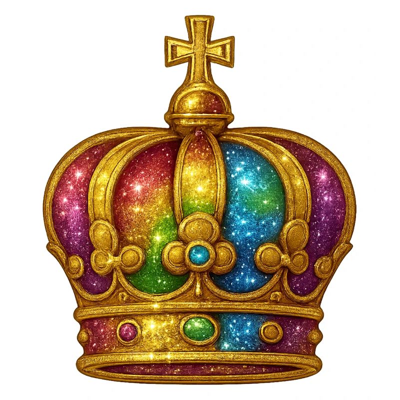 Regenbogen-Glitzerkronen-Design