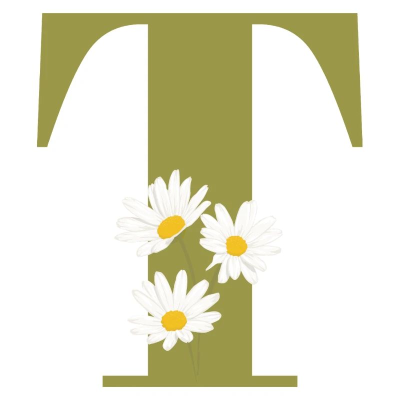 Buchstabe t grüne Gänseblümchen