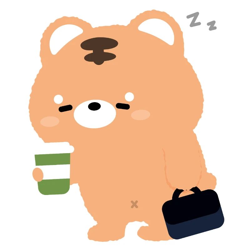 Kawaii Tiger mit Kaffeetasse