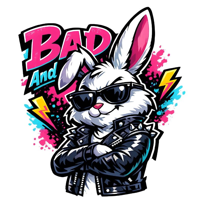 Bad Bunny Cute Easter Bunny with Colorful Egg