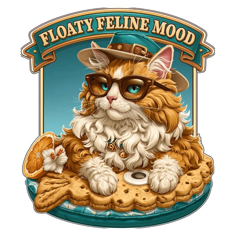 Floaty Feline Mood Cool Cat on Summer Pool Float