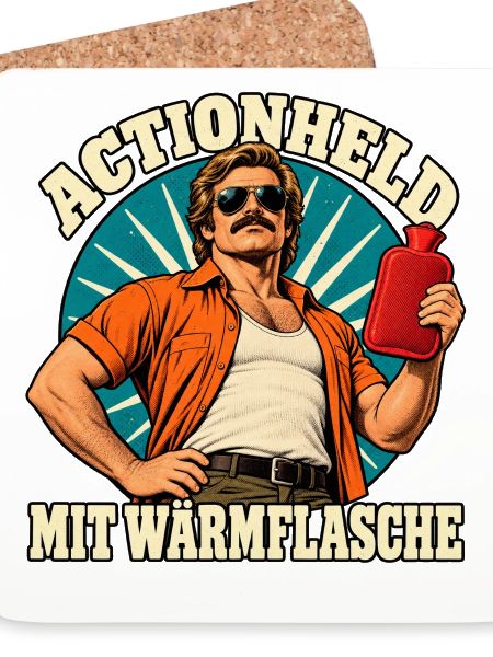 Actionheld mit Wärmflasche