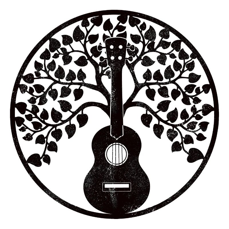 Ukulele tree mandala black