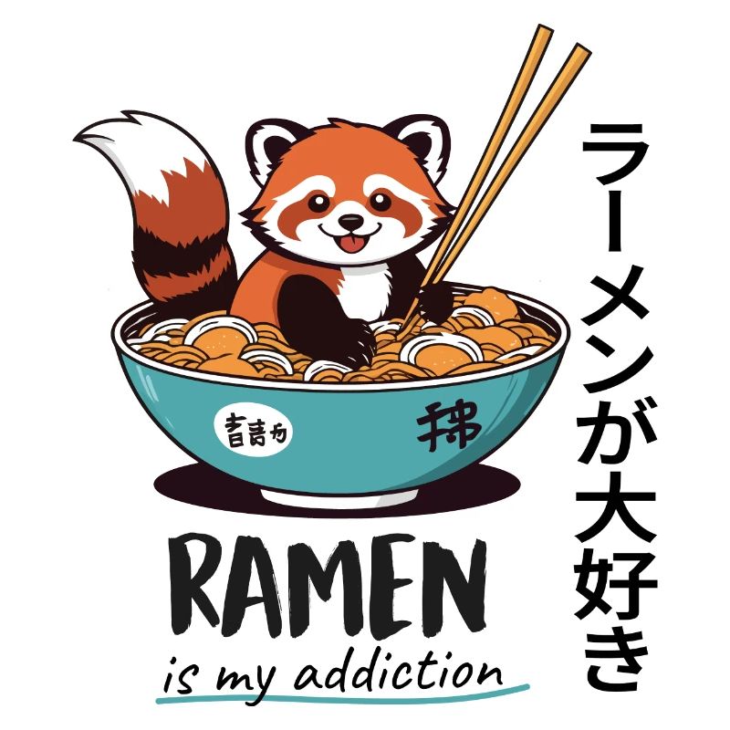Cute Red Panda in Ramen Bowl