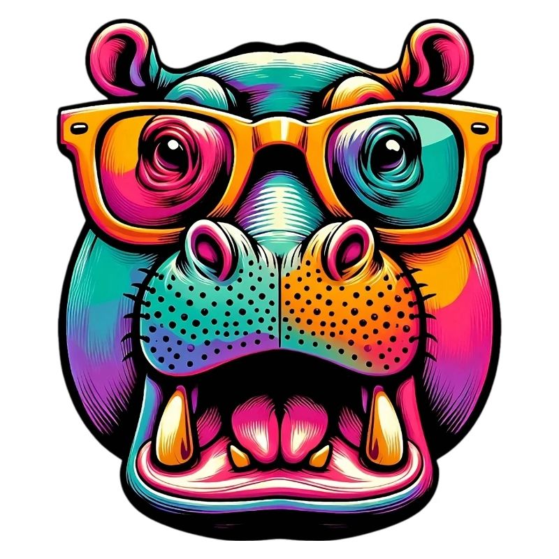 Nilpferd mit Brille
