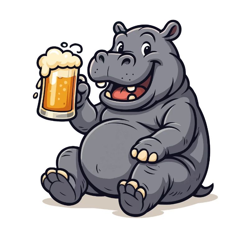 Nilpferd mit Pint Bierfreude