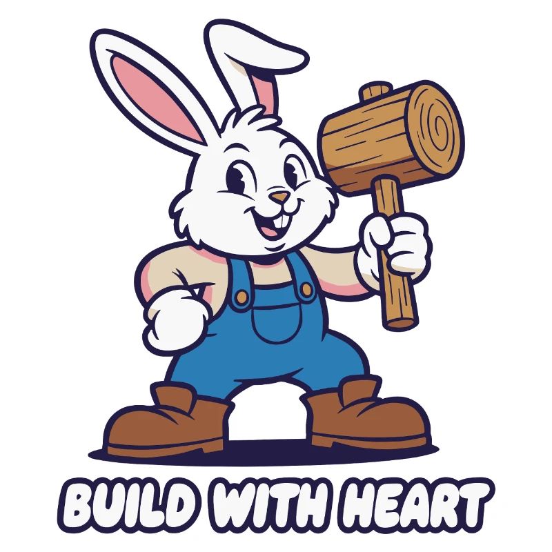 Hase mit Hammer – Herz Baumotiv