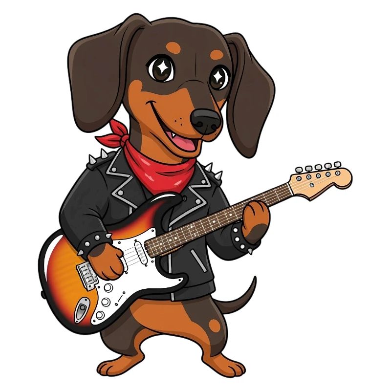 RockerDackel mit EGitarre