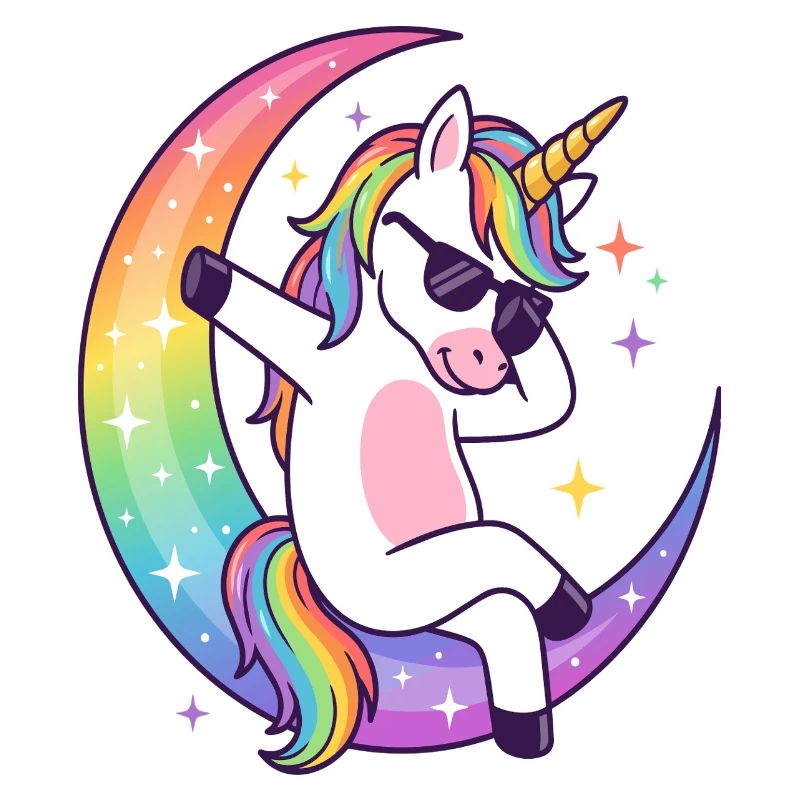 Regenbogen-Einhorn-Mond-Rille