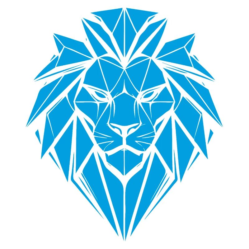 Blue Geometric Lion