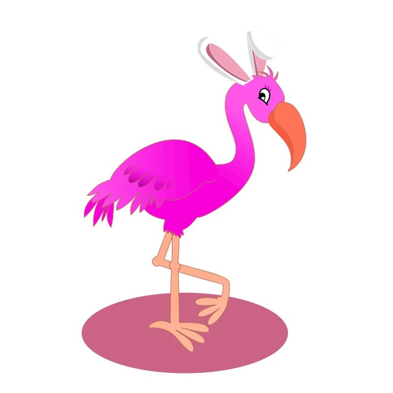 Flamingo With Easter Bunny Ears Cute Pink Bird