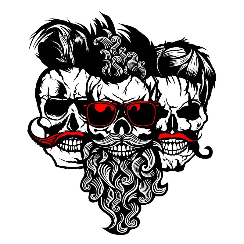 tete de mort Schädel bärtigen hipster Schnurrbart Bart s