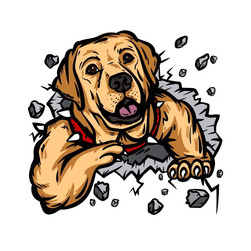 Labrador dog comes through wall wall gift idea