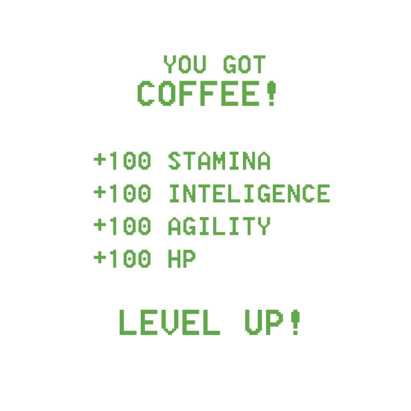 RPG-Spieler Kaffee Level-Up-Spiel