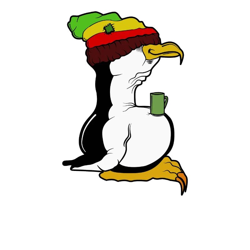 Linux Pinguin Kaffeepause Rasta Informatik PC Nerd