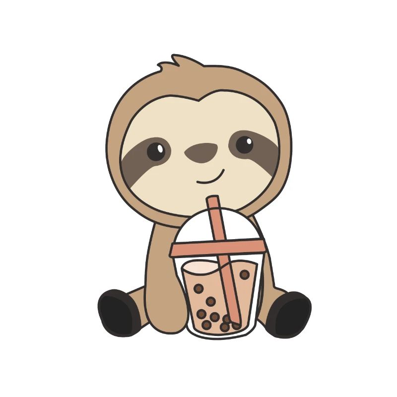 Bubble Tea Sloth with Chocolate Cute Animals