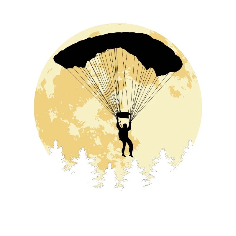 Parachutist full moon skydiving logo