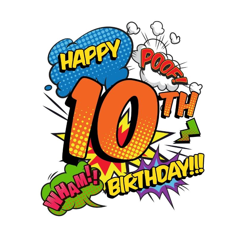 10. Geburtstag Junge Comic-Stil Superhelden