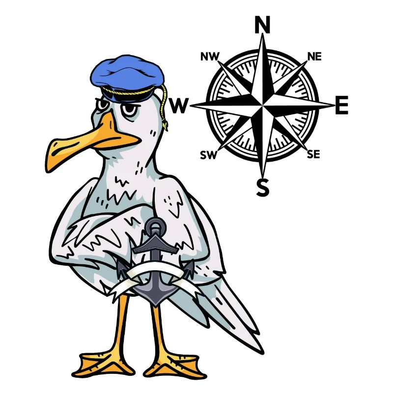 Sailor maritime seagull compass windrose nautical