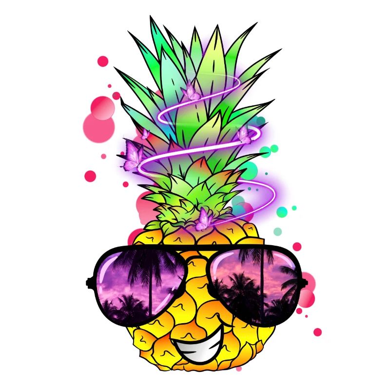 cool pineapple with neon spiral