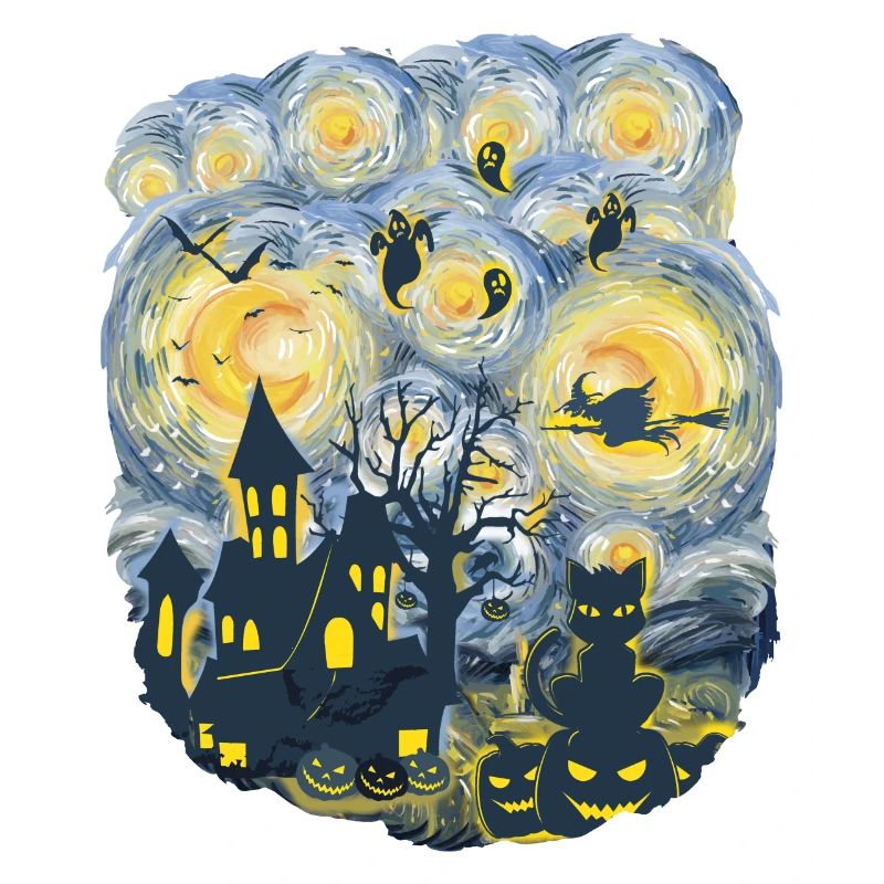 Spooky Evening With Pumpkins Ghosts