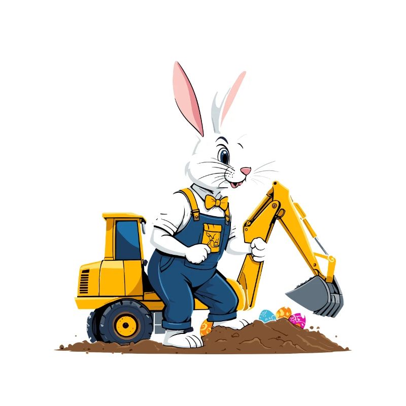 Easter Bunny Excavator Driver Easter Eggs Digging Funny