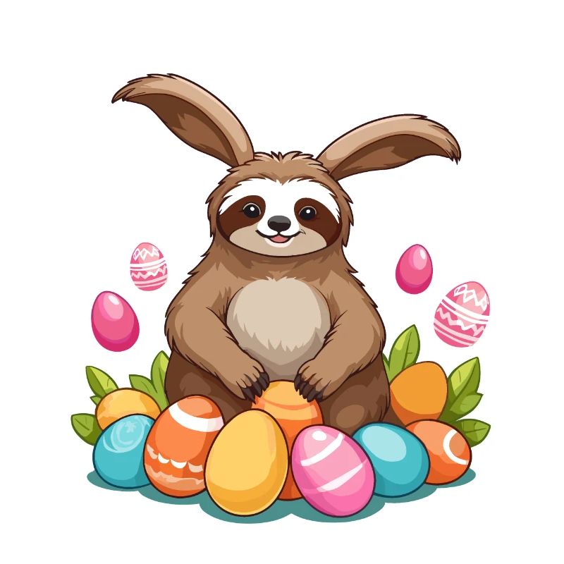 Funny Sloth Easter Bunny Iconic Easter