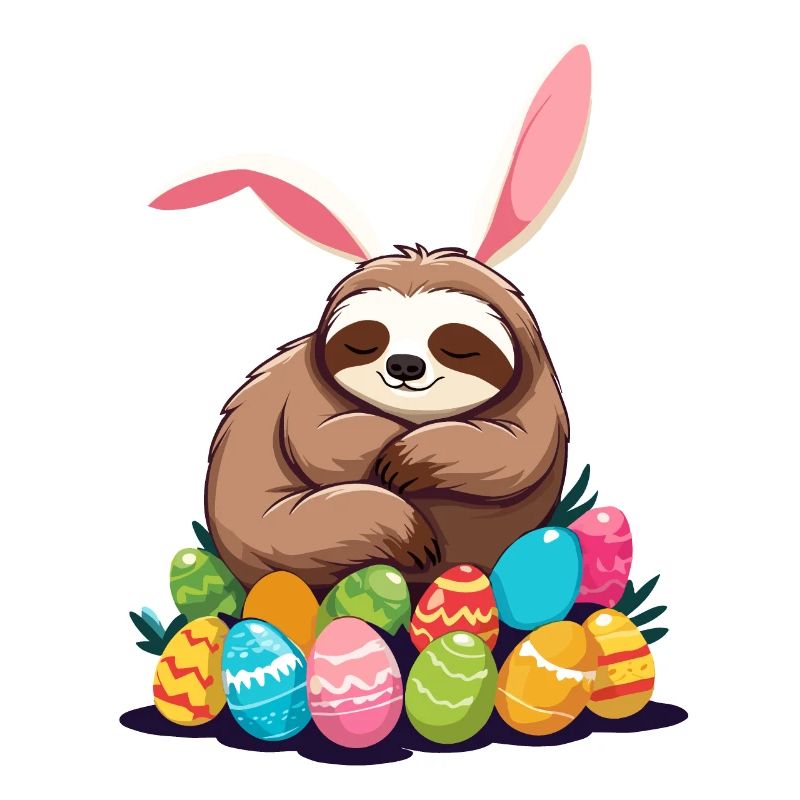 Funny Sloth Easter Bunny Iconic Easter