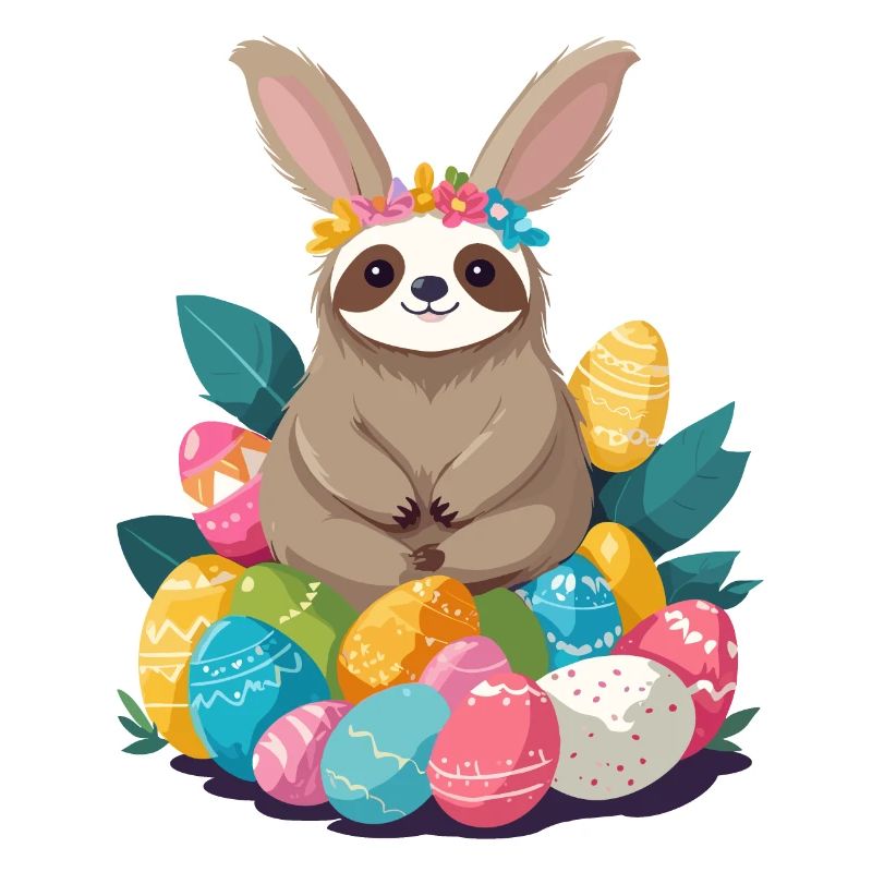 Funny Sloth Easter Bunny Iconic Easter