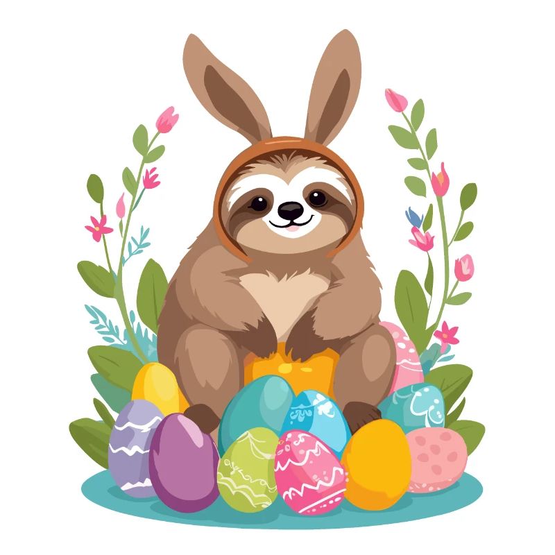 Funny Sloth Easter Bunny Iconic Easter