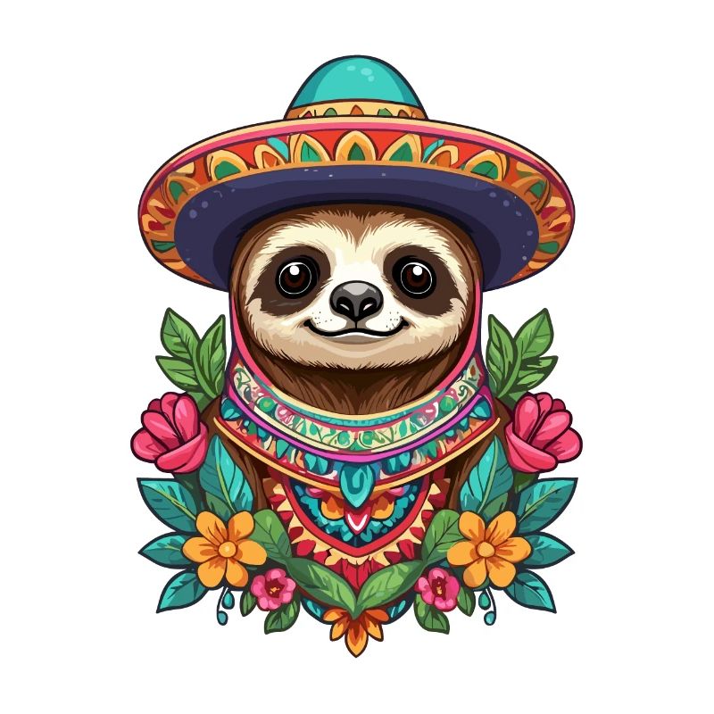 Sloth Sugar Skull Mexico Aesthetic Design