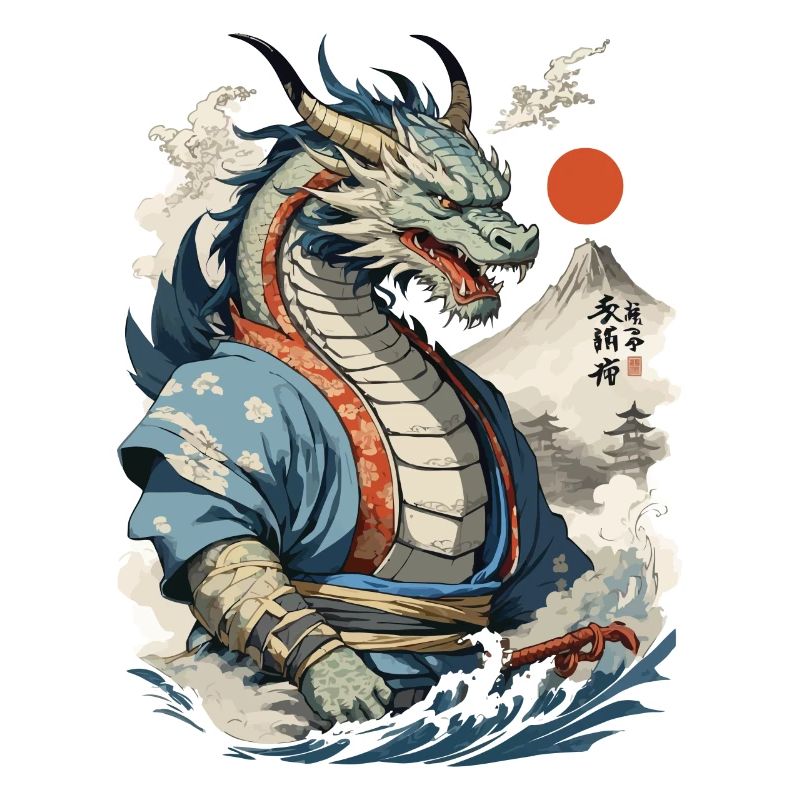 Samurai Ukiyo-E Art Japanese Dragon