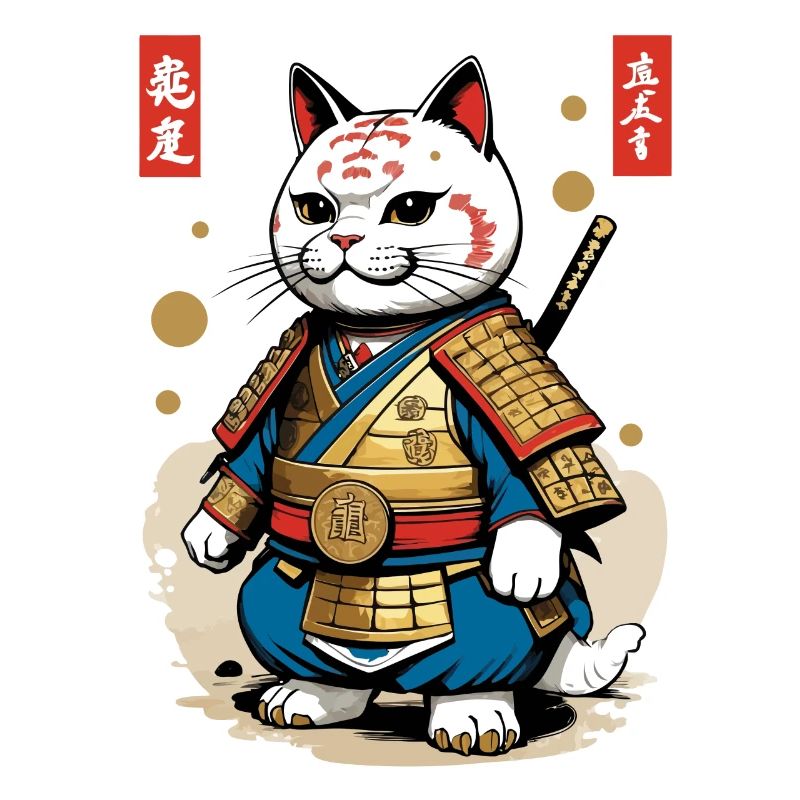 Samurai Katze im Ästhetischen Japan Stil