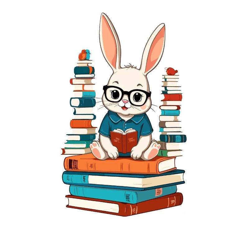 Reading bunny Enthusiastic book lover