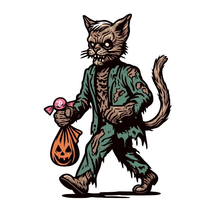 Untote Zombie Katze Süßes Oder Saures Halloween
