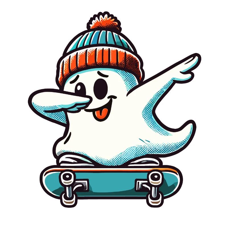 Skateboaring Dabbing Ghost Skateboard Dab