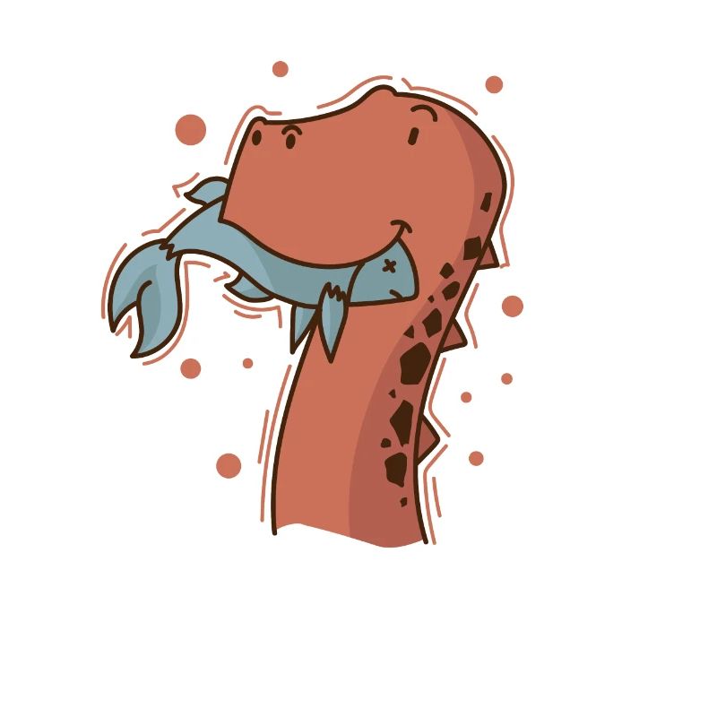 Dino eats a fish dinosaur reptile