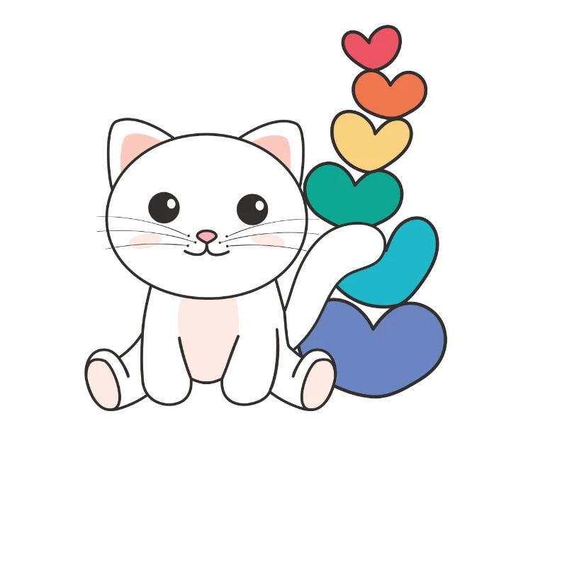 Rainbow Hearts Pride LGBTQ animaux mignons chat