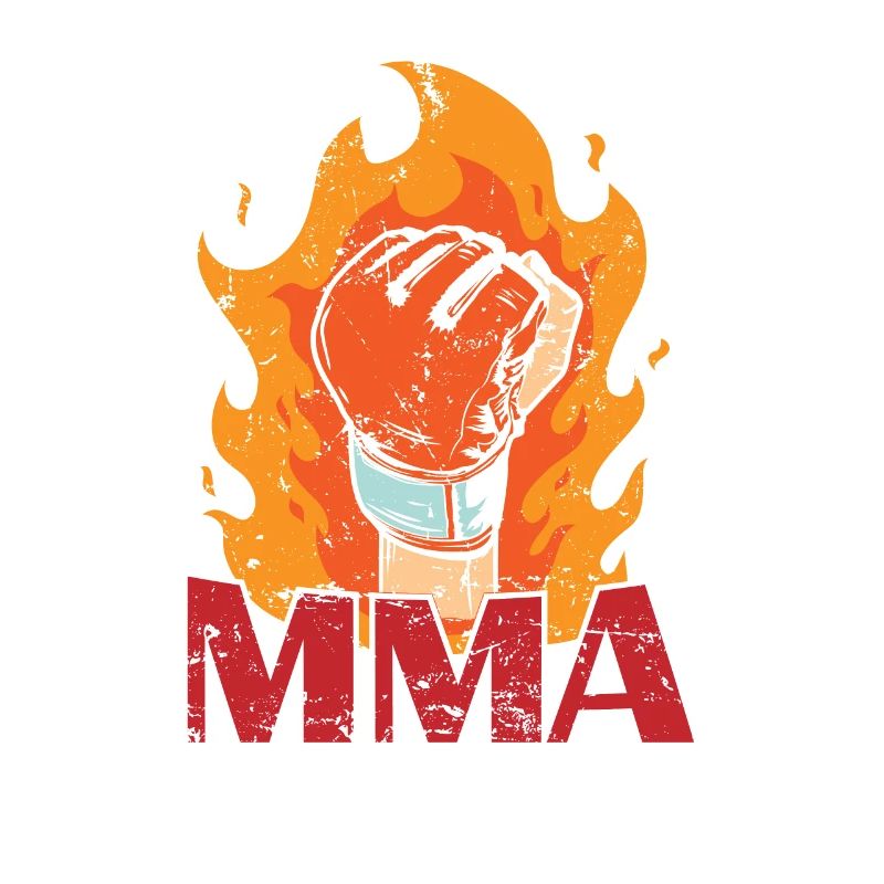 MMA brûlant un gant de boxe avec du feu