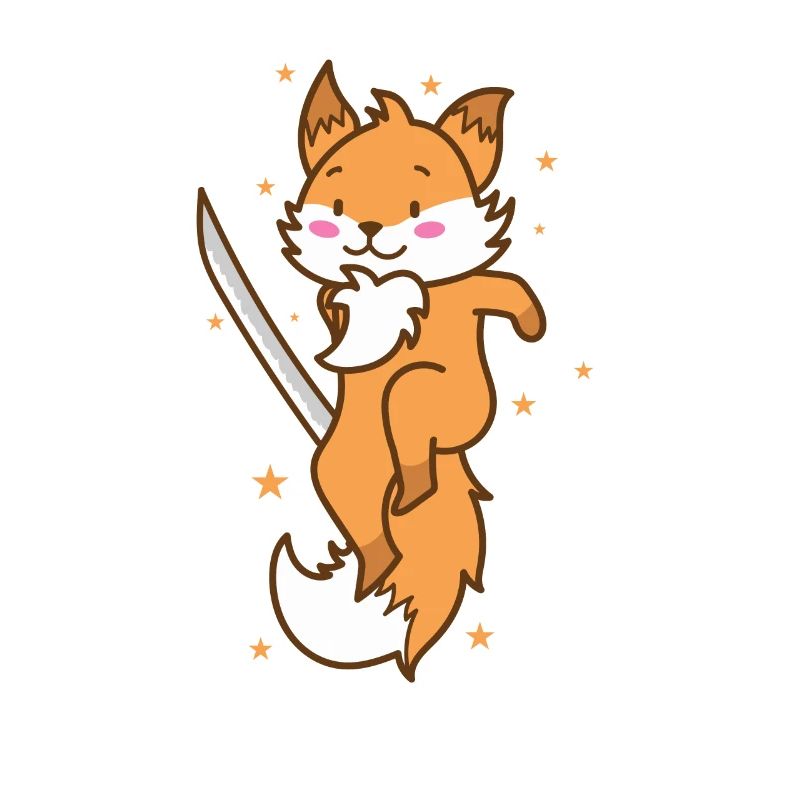 Fox with Sword Funny Red Fox Animal