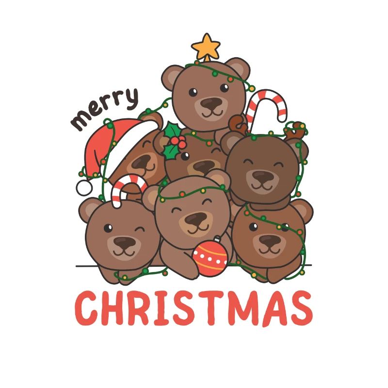 Bear Christmas Tree Merry Christmas