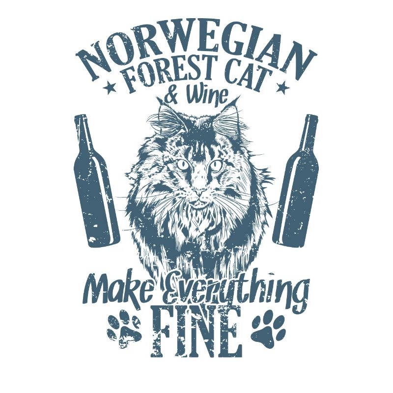 Norwegian Forest Cat and Wine Make Everything Fine