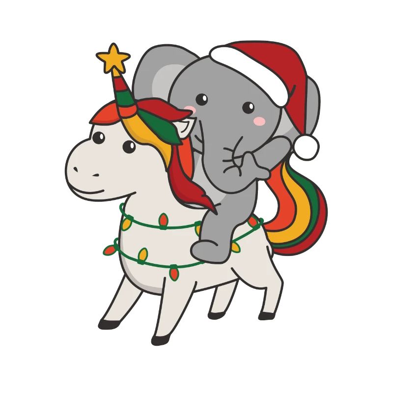 Éléphant de Noël Joyeux Noël Licorne