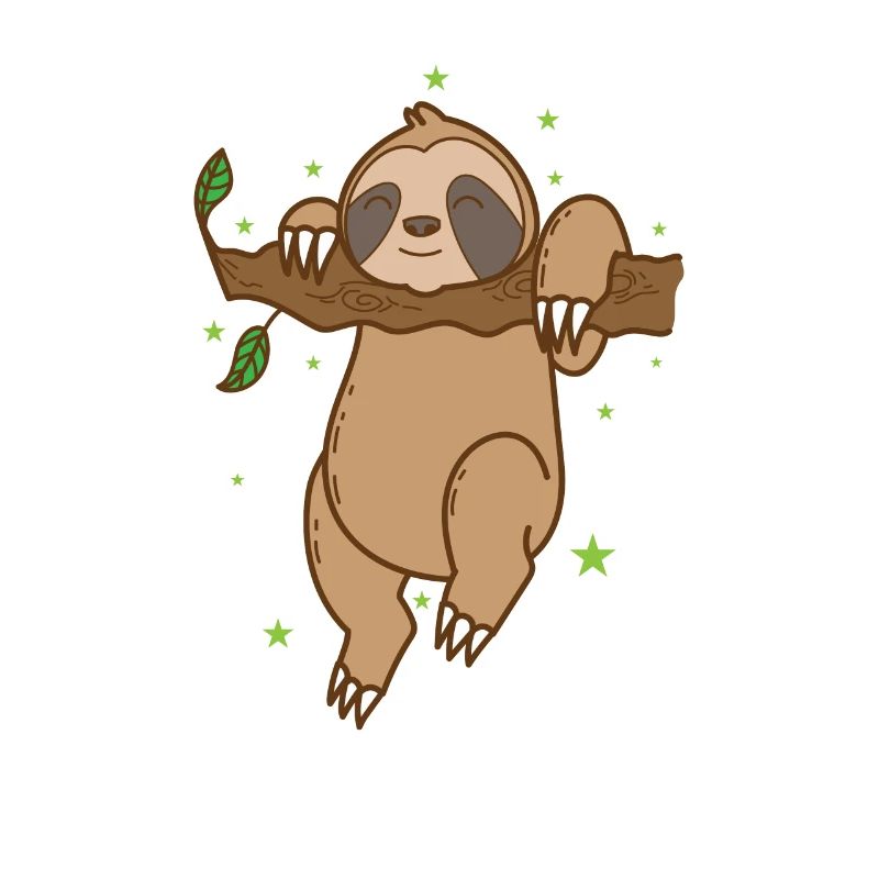 Sloth hangs on branch lazy tropics