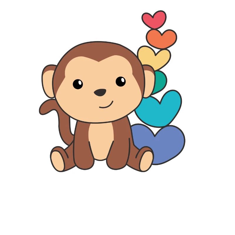 Rainbow Hearts Pride LGBTQ Cute Animals Monkey