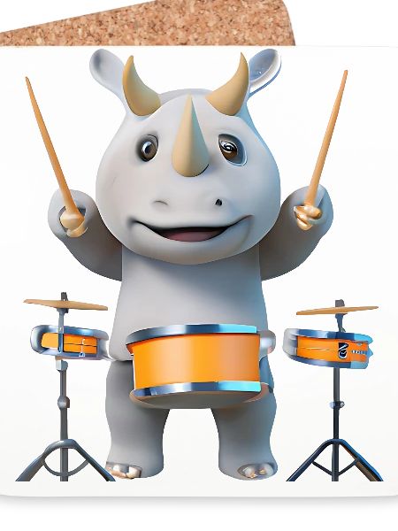 Drum-playing rhinoceros