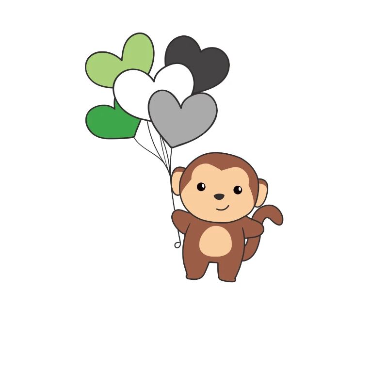 Aromantic Flag Balloon Hearts Pride LGBTQ Monkey